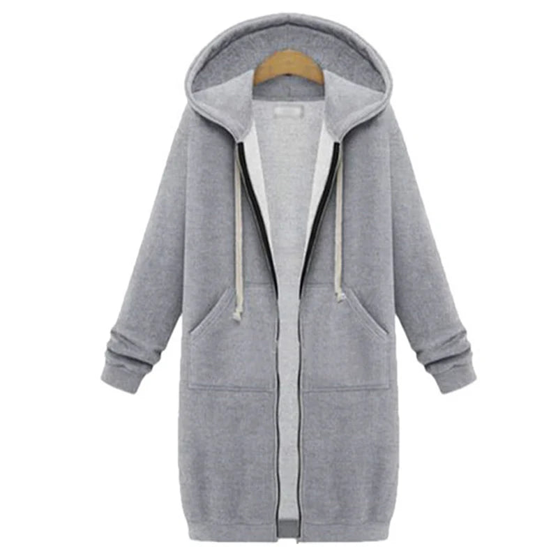Lang hoodievest met rits