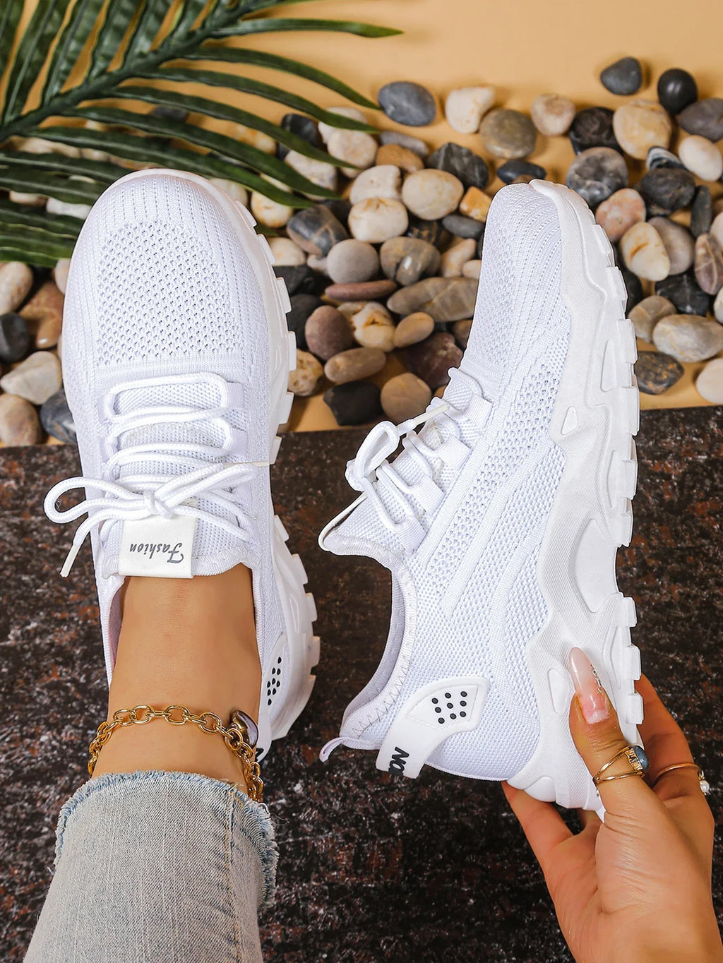 Chunky gebreide plateausneakers - afbeelding 11