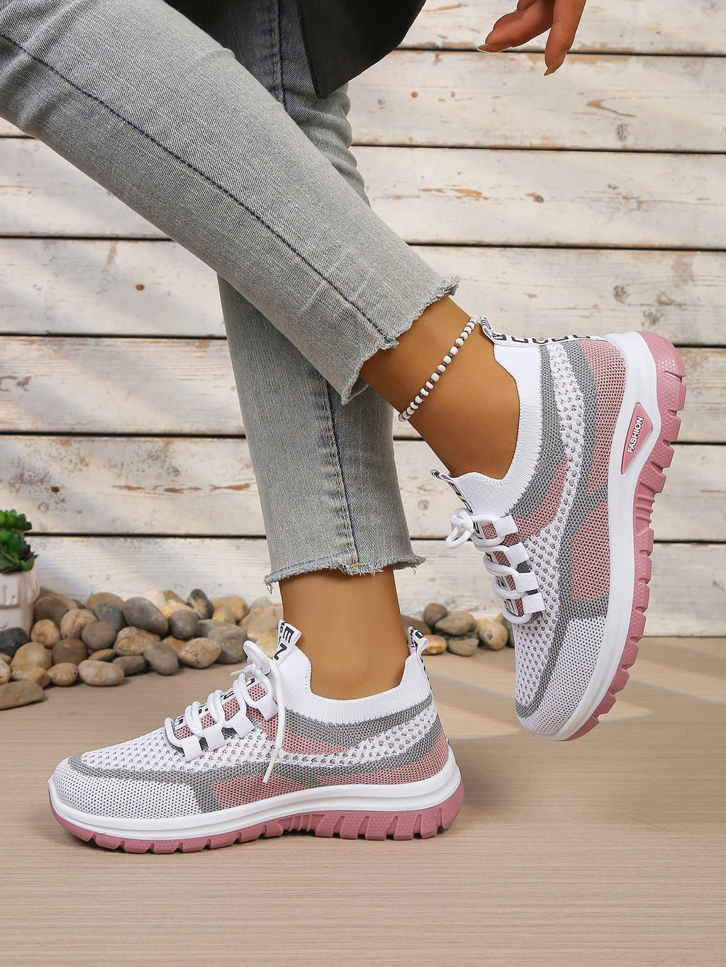 Tweekleurige gebreide sneakers - afbeelding 28