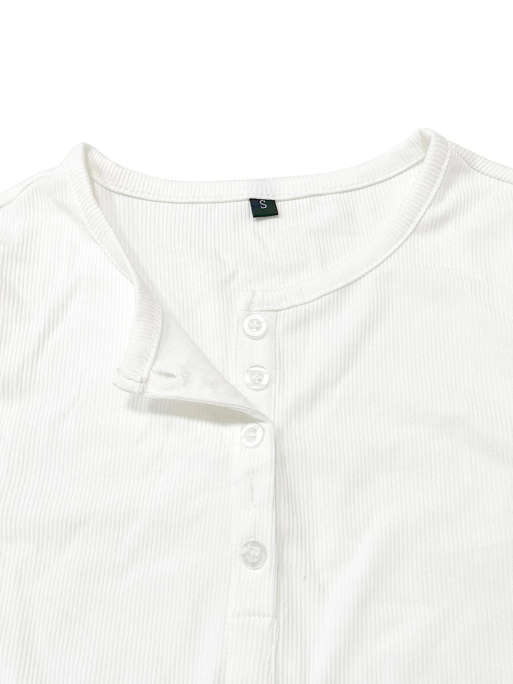 Geribde longsleeve met knoopjes - afbeelding 11