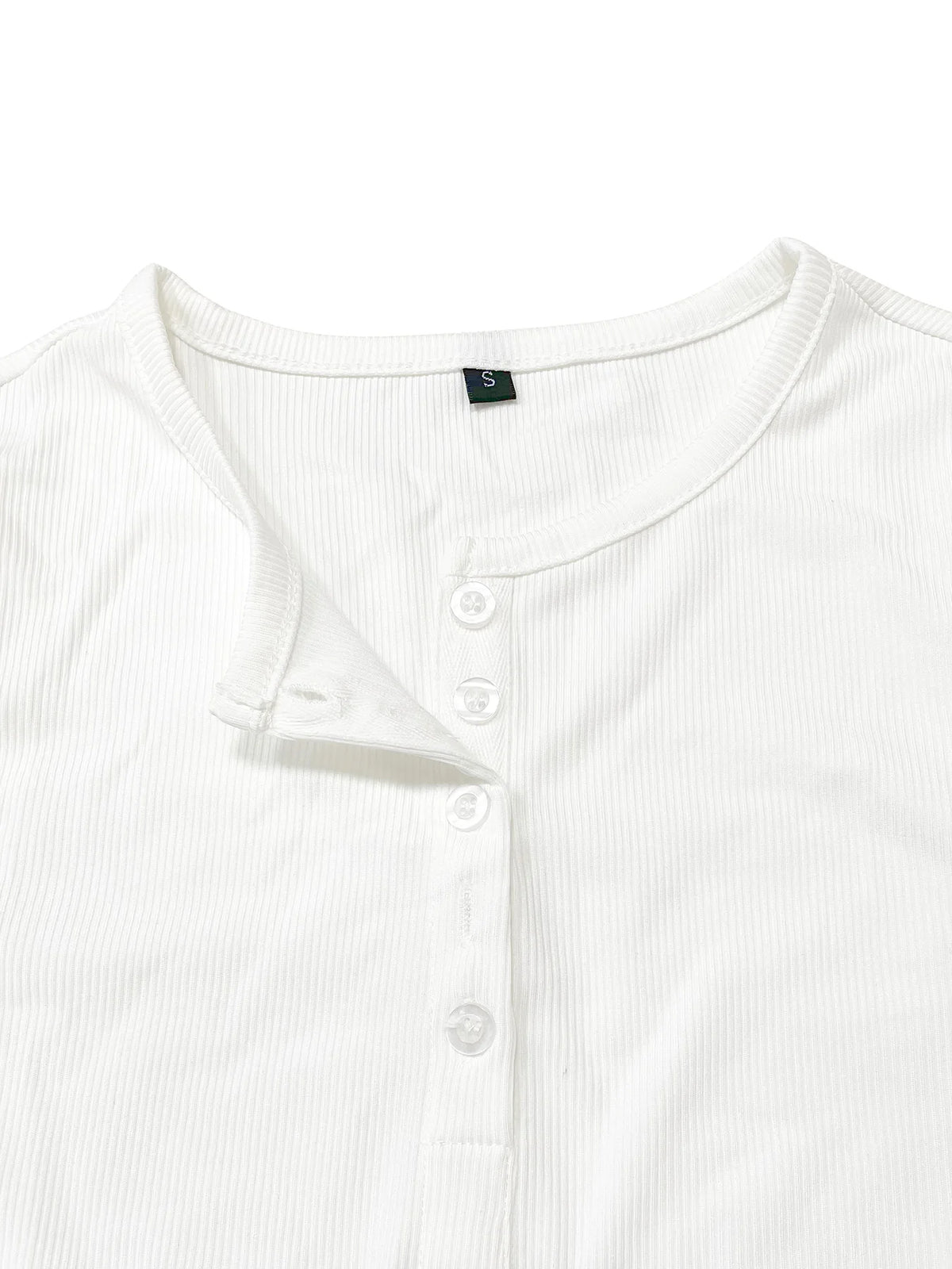 Geribde longsleeve met knoopjes - afbeelding 11