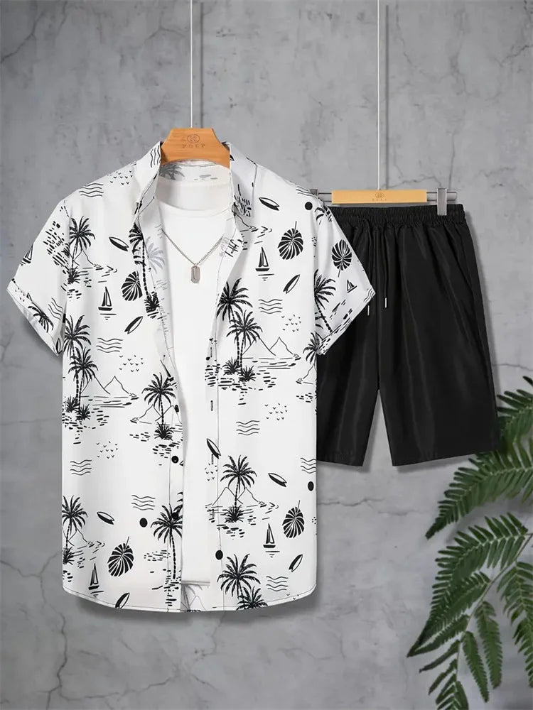 Hawaiiaanse heren 2-delige set met bladprint