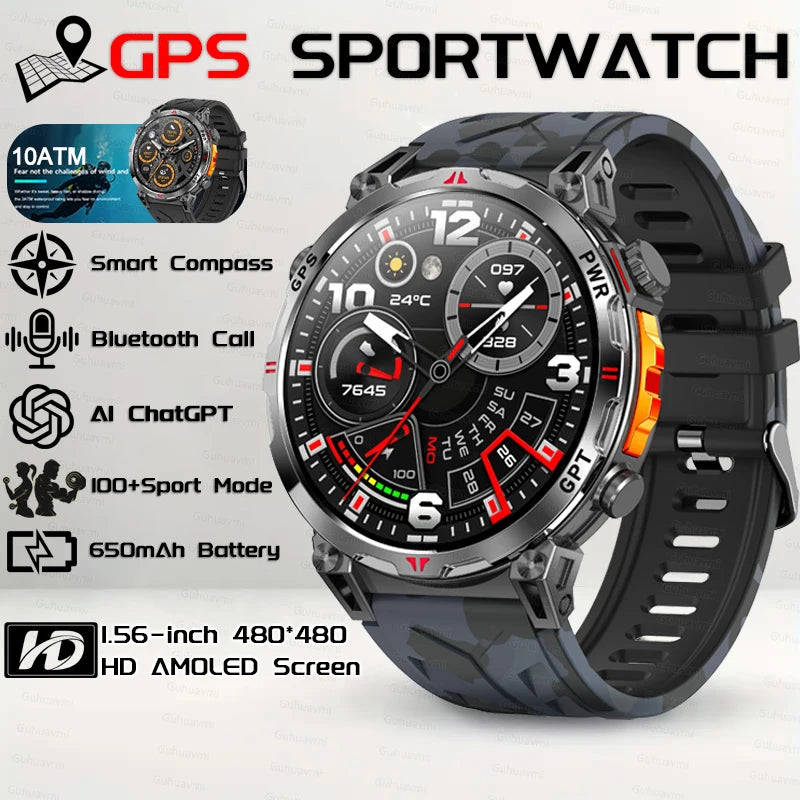 Outdoor GPS Sports Smartwatch voor heren