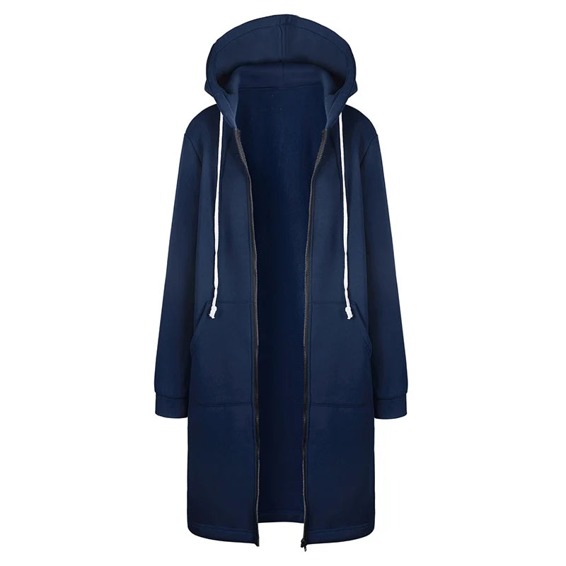 Lang hoodievest met rits - afbeelding 6