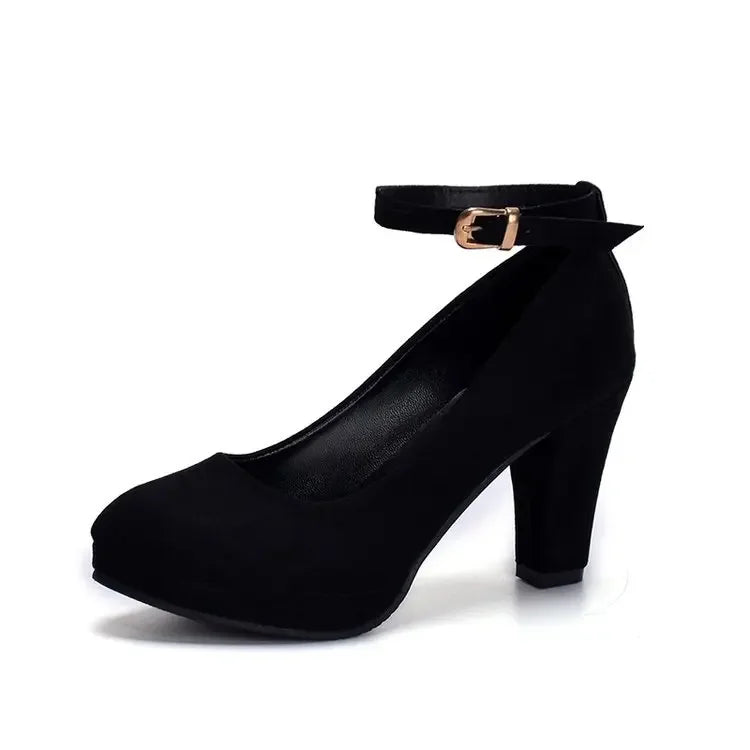 Suède pumps met enkelbandje - afbeelding 8