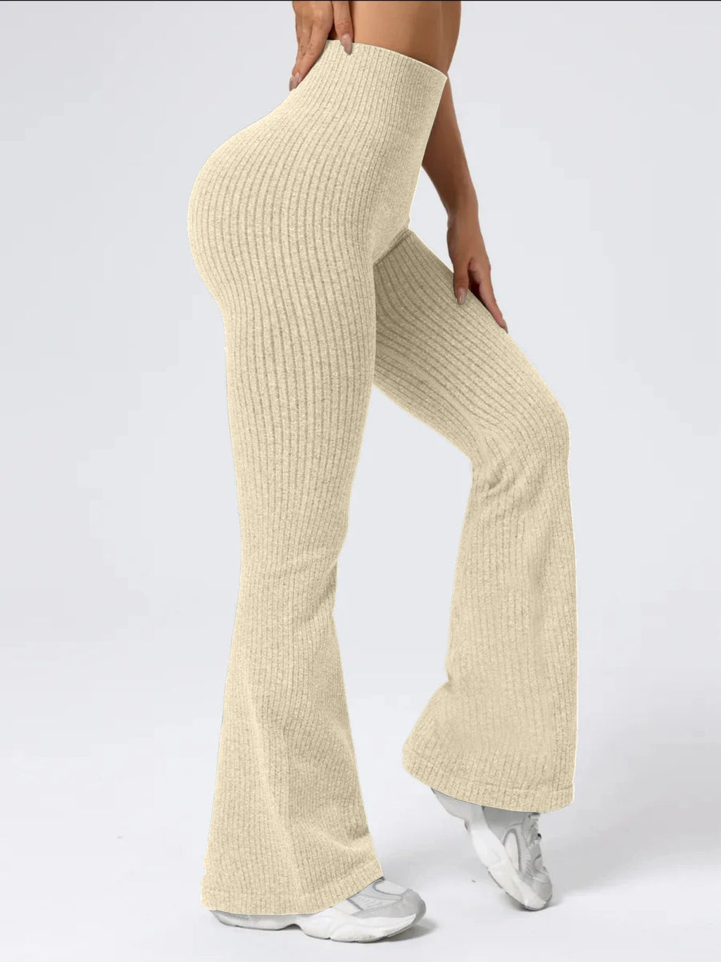High-waist stretchy bell bottom broek voor dames