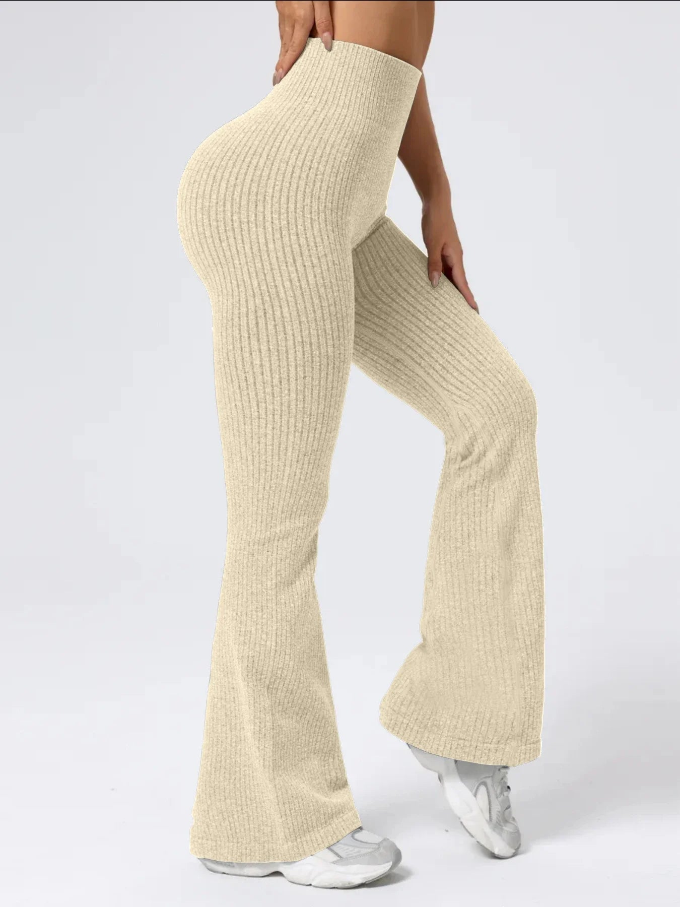 High-waist stretchy bell bottom broek voor dames