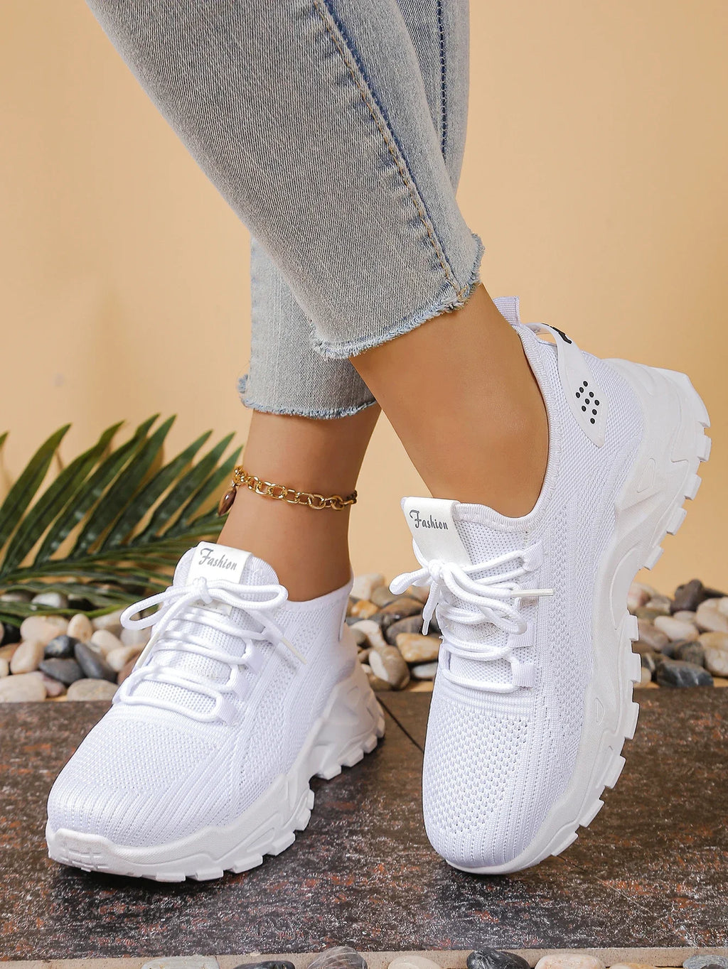 Chunky gebreide plateausneakers - afbeelding 13