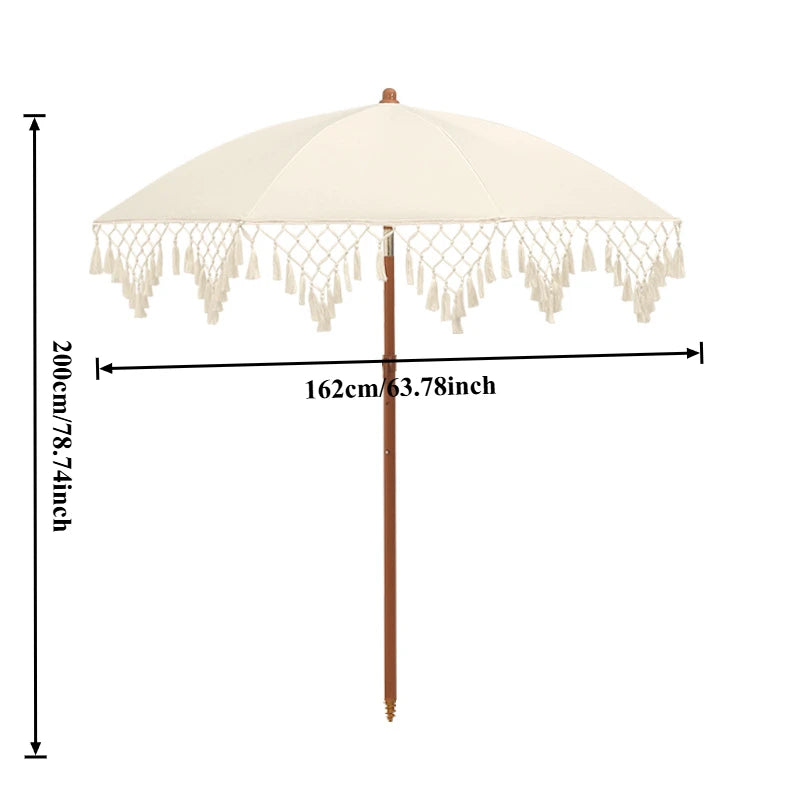 UPF50+ driehoekige zonneschermparasol met elegante kwastdetails