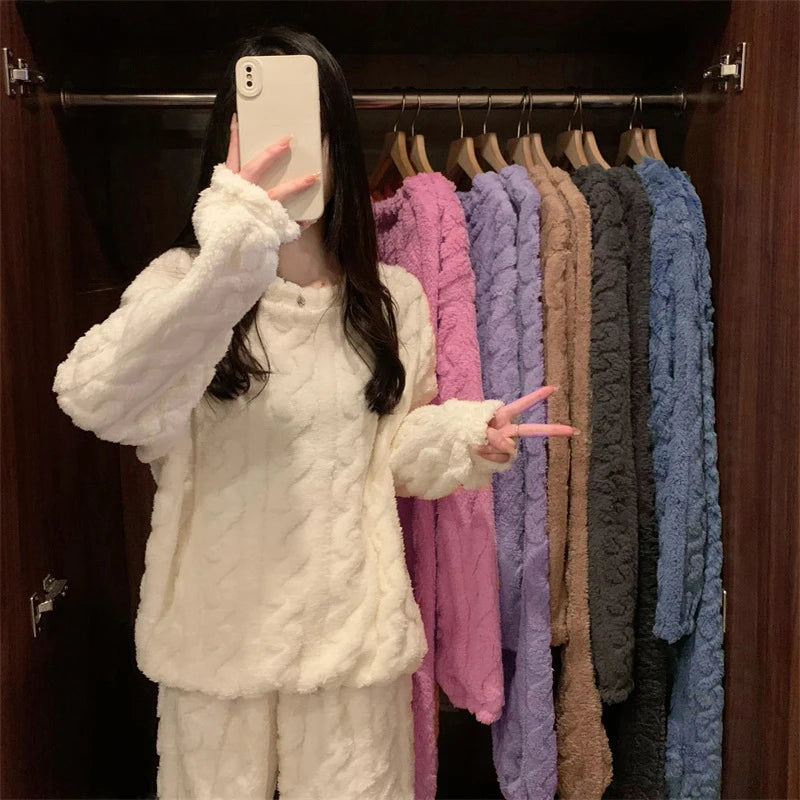 Teddy pyjamaset met kabelmotief - afbeelding 2