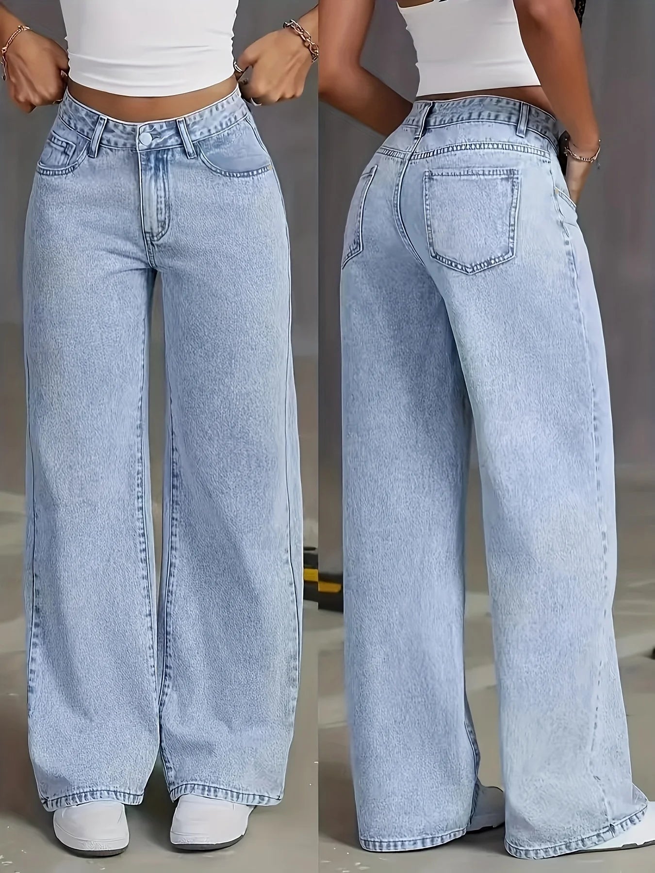 Lichtblauwe wide leg damesjeans