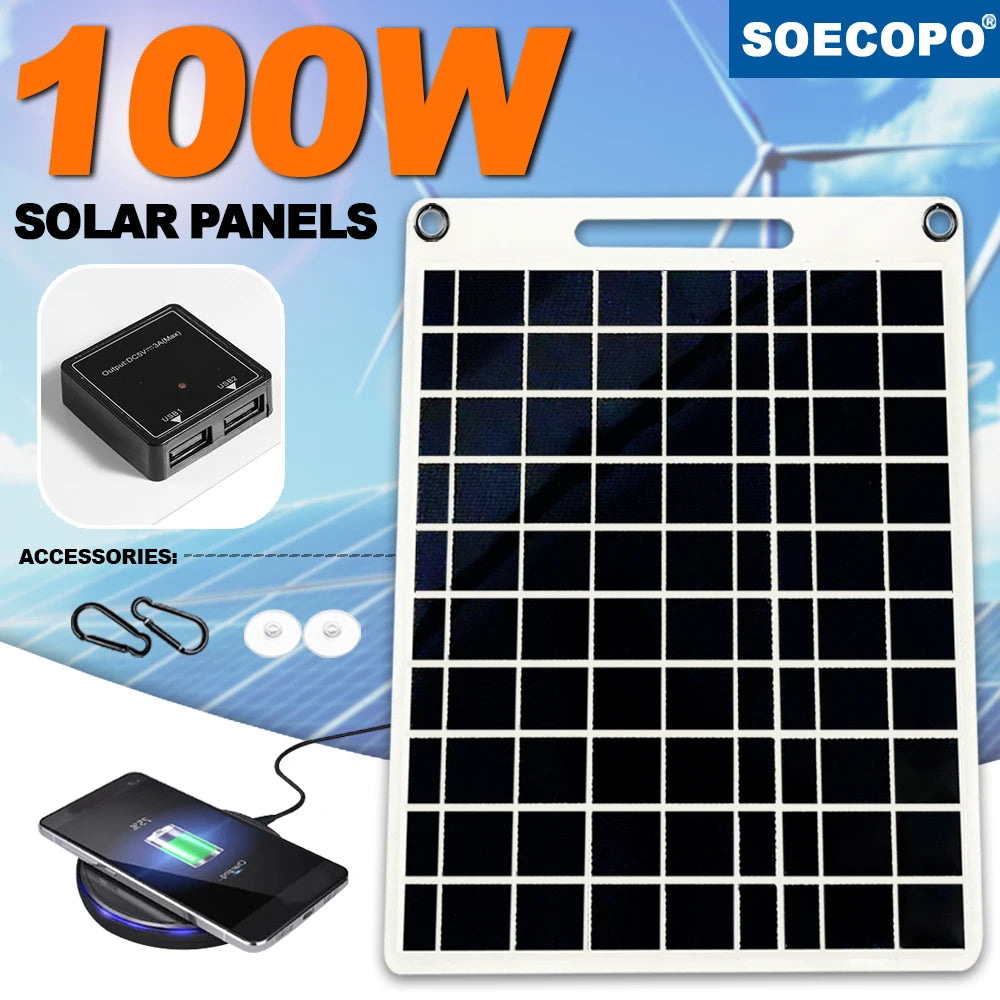 100W draagbare solar charger met dubbele USB-poorten