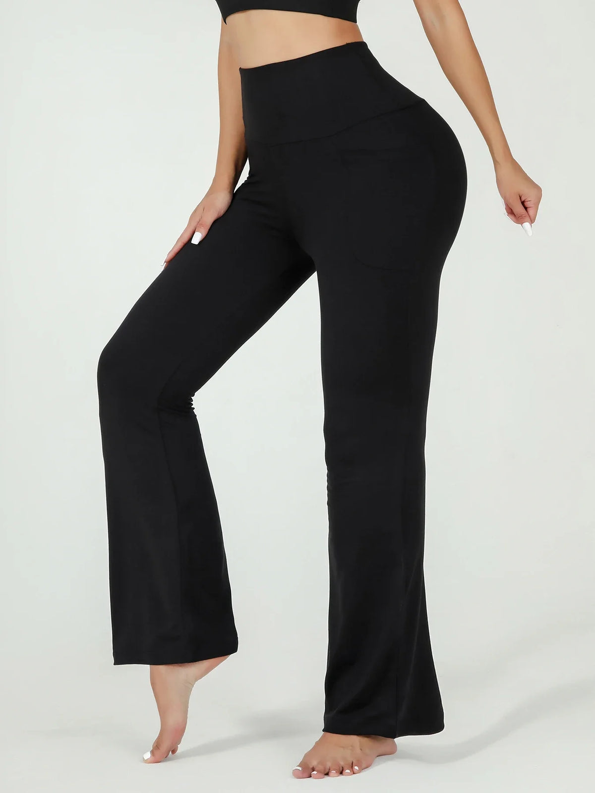 Superzachte flare yoga leggings voor dames - zwart