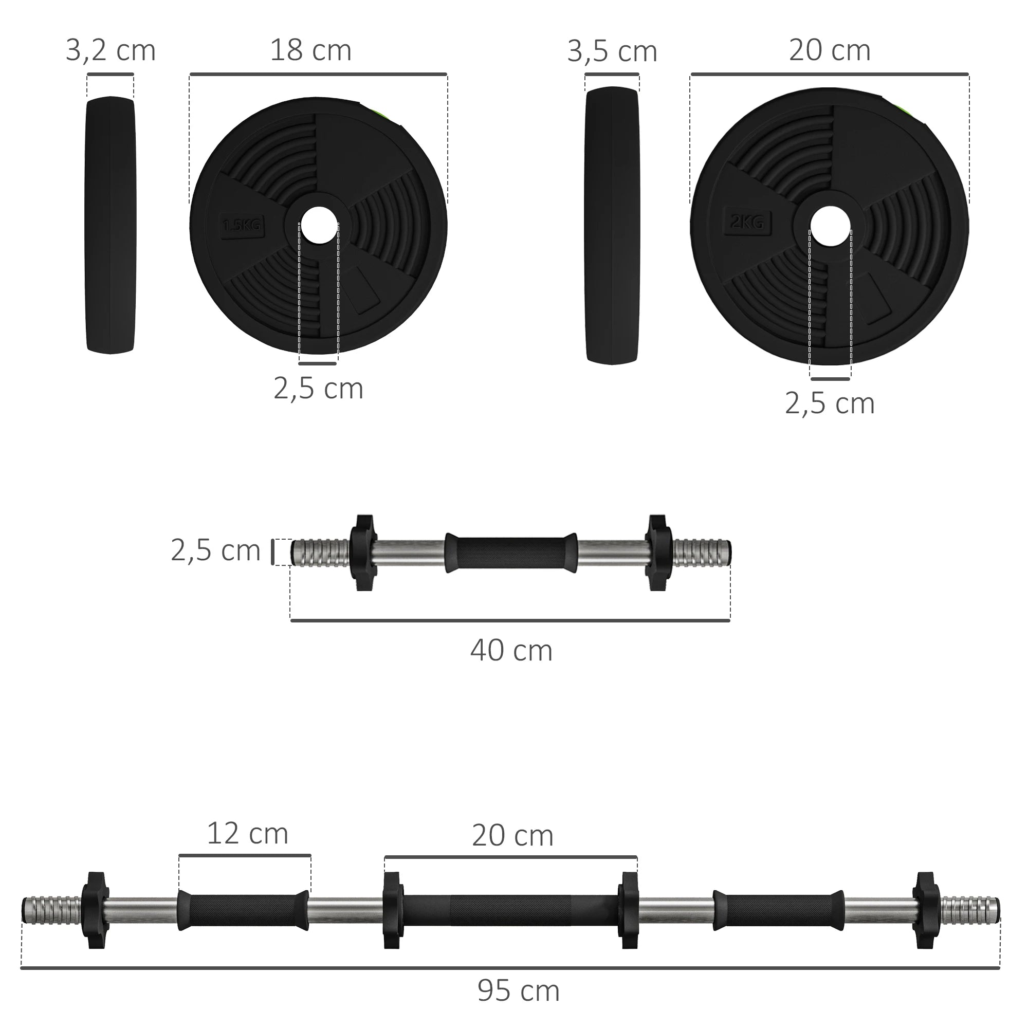 Verstelbare dumbbells met antislip handgrepen