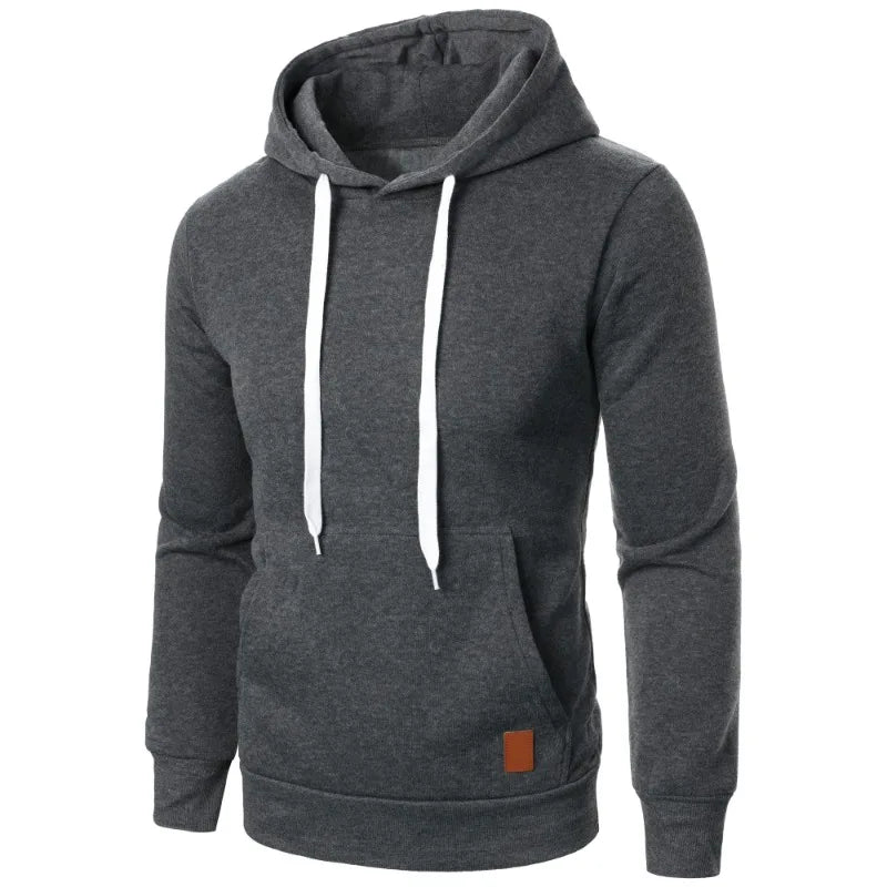 Effen herenhoodie met trekkoord - afbeelding 8