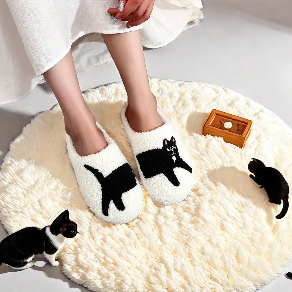 Pluche kattenprint pantoffels - afbeelding 7