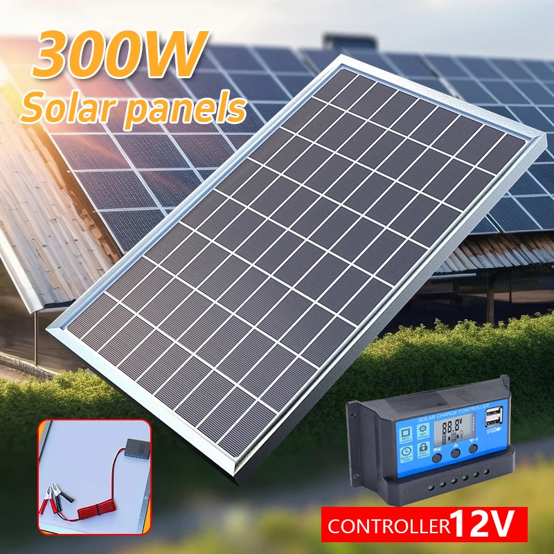300W zonnepaneel kit, compleet met kabels