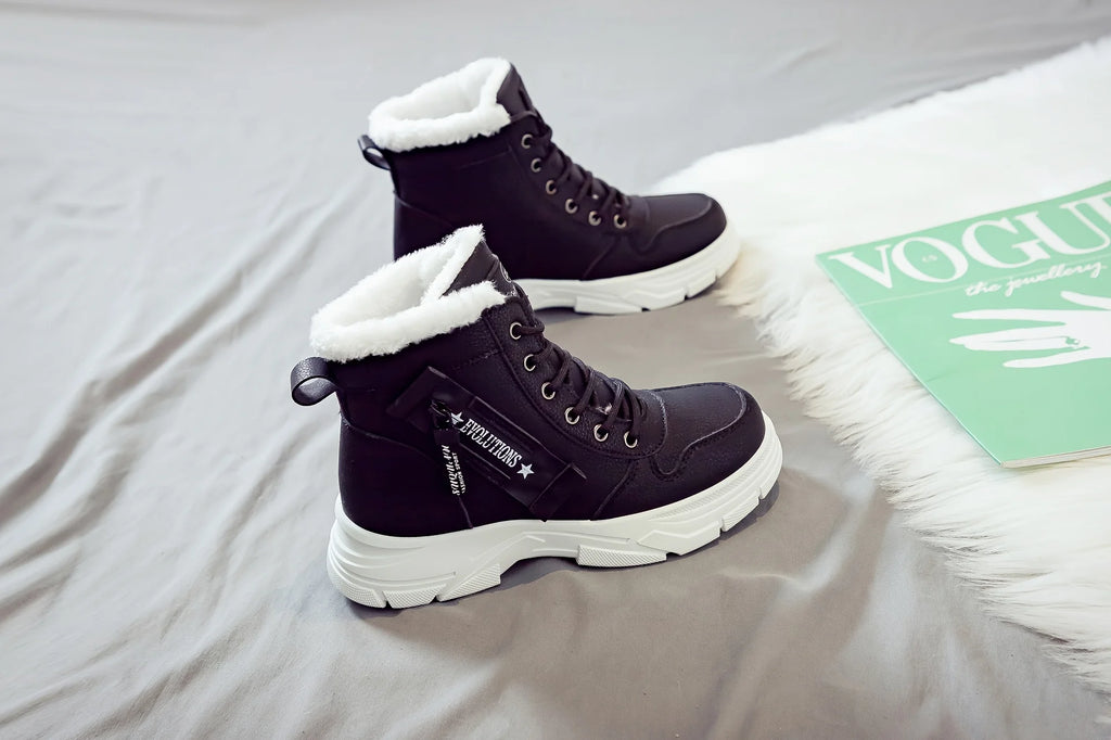 Gevoerde veterboots met plateauzool - afbeelding 20