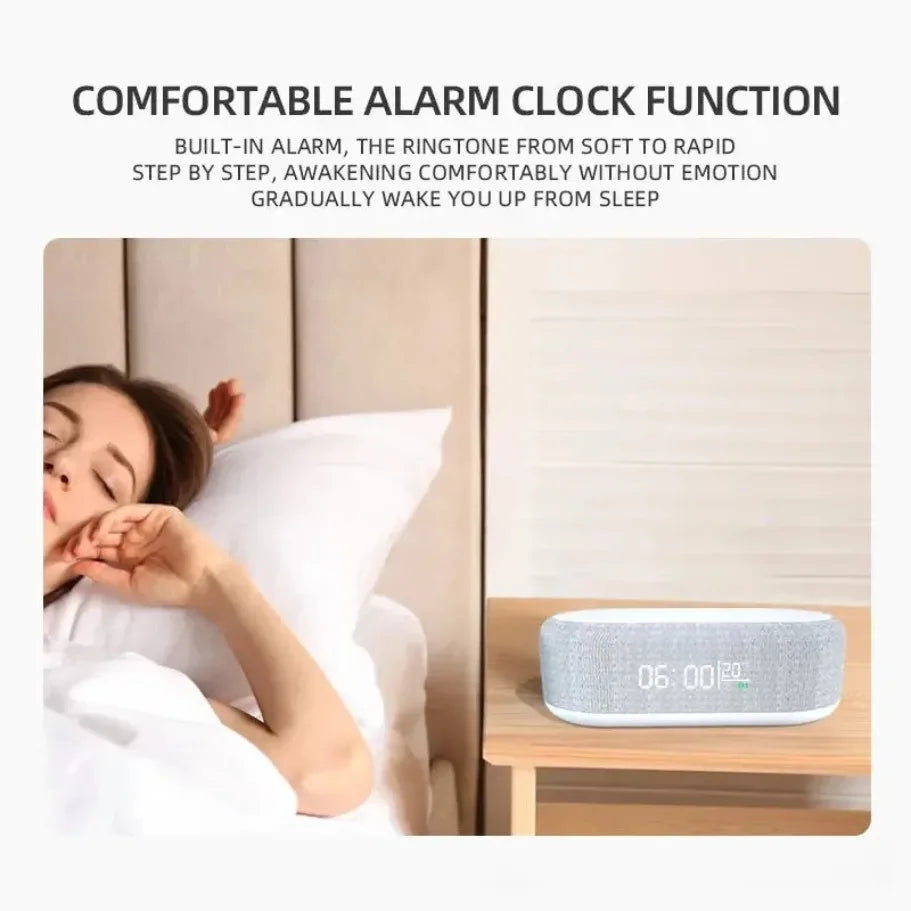 Multifunctionele alarmklok met draadloze oplader, nachtlamp en bureau-accessoire