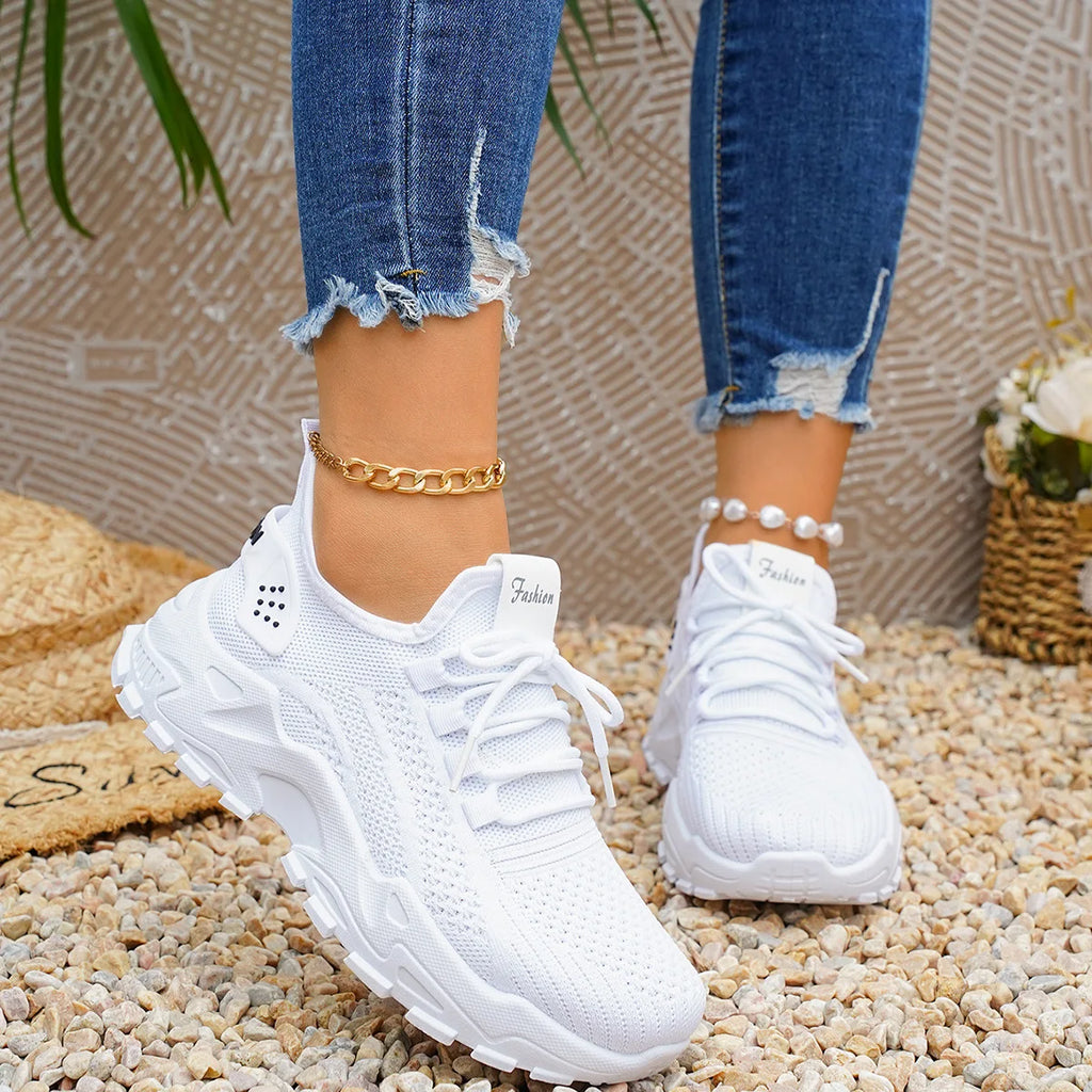 Chunky gebreide plateausneakers