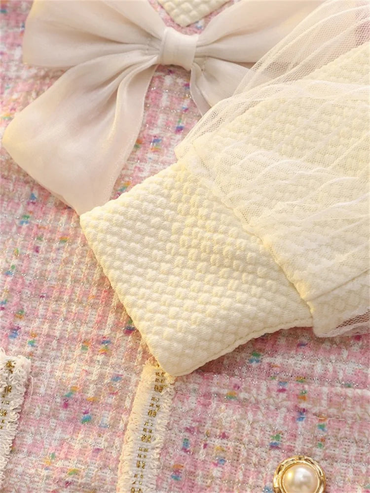 Tweed babyjurk met strik - afbeelding 10