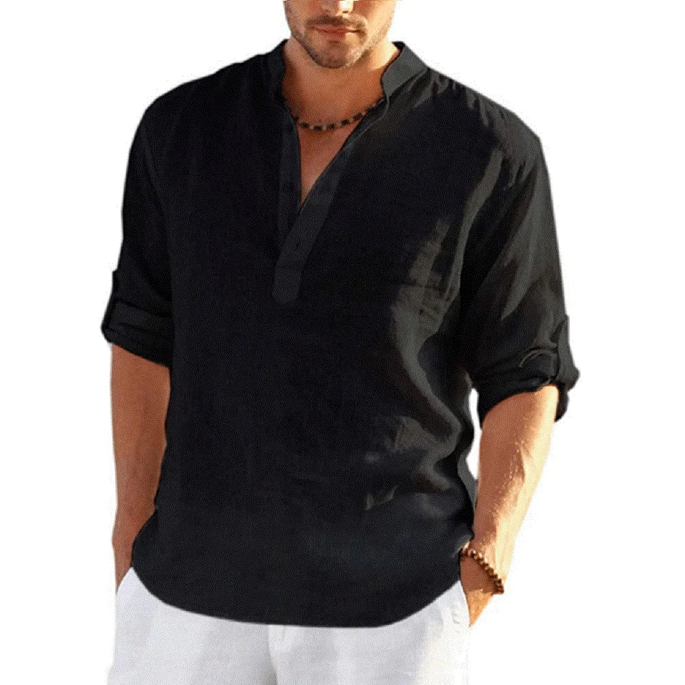 Linnen herenshirt met stakraag - afbeelding 14