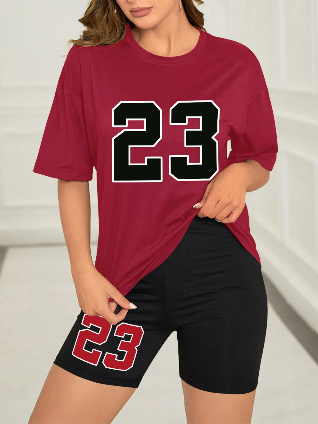 2-delige dames zomerset met Number 23-print
