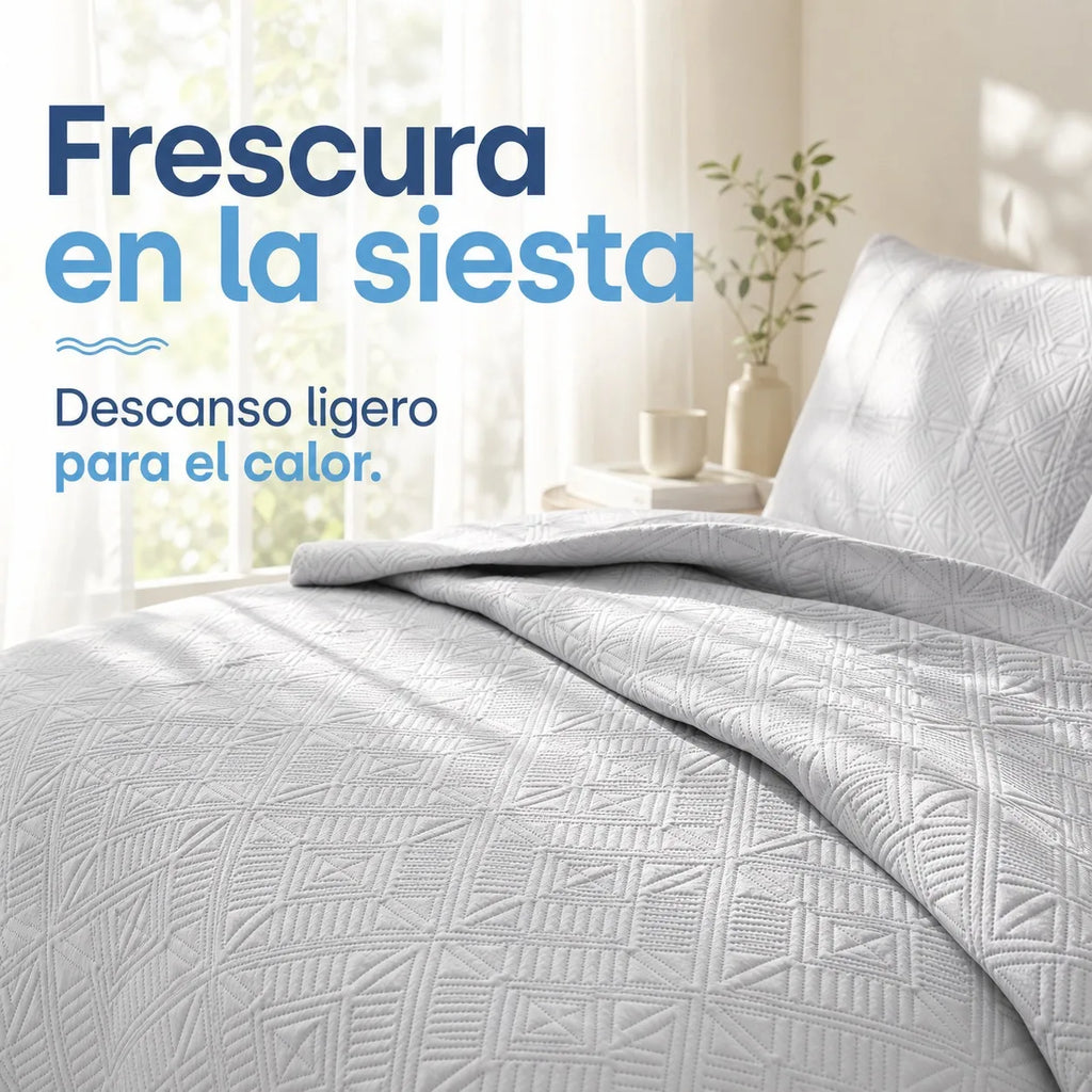 Gewatteerde bedsprei met 2 kussenslopen, Scandinavische stijl