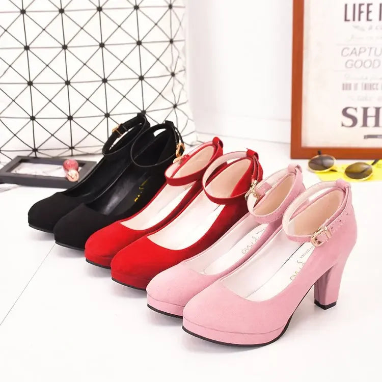 Suède pumps met enkelbandje - afbeelding 6