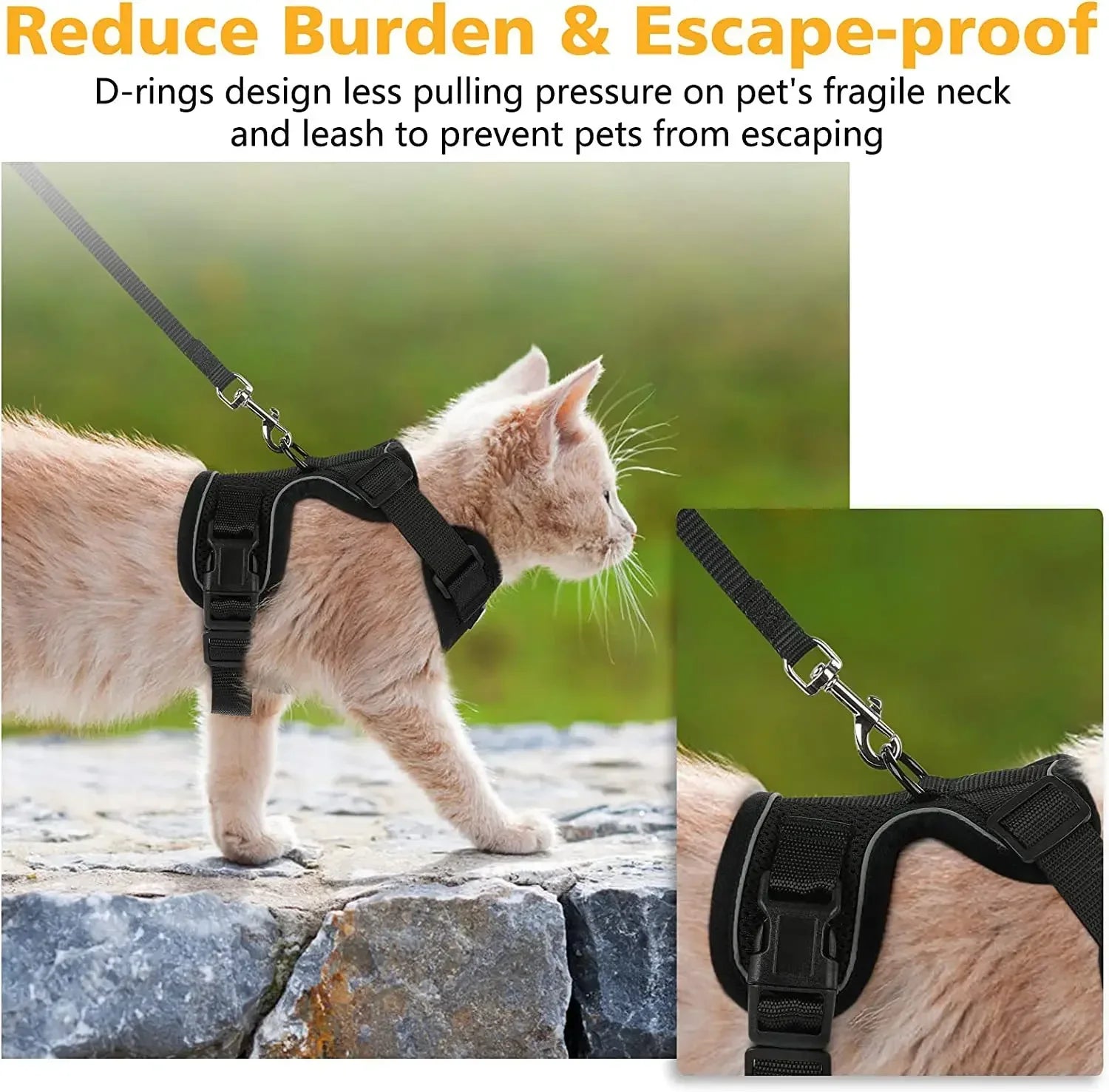 Escape proof kattenharnas met riem