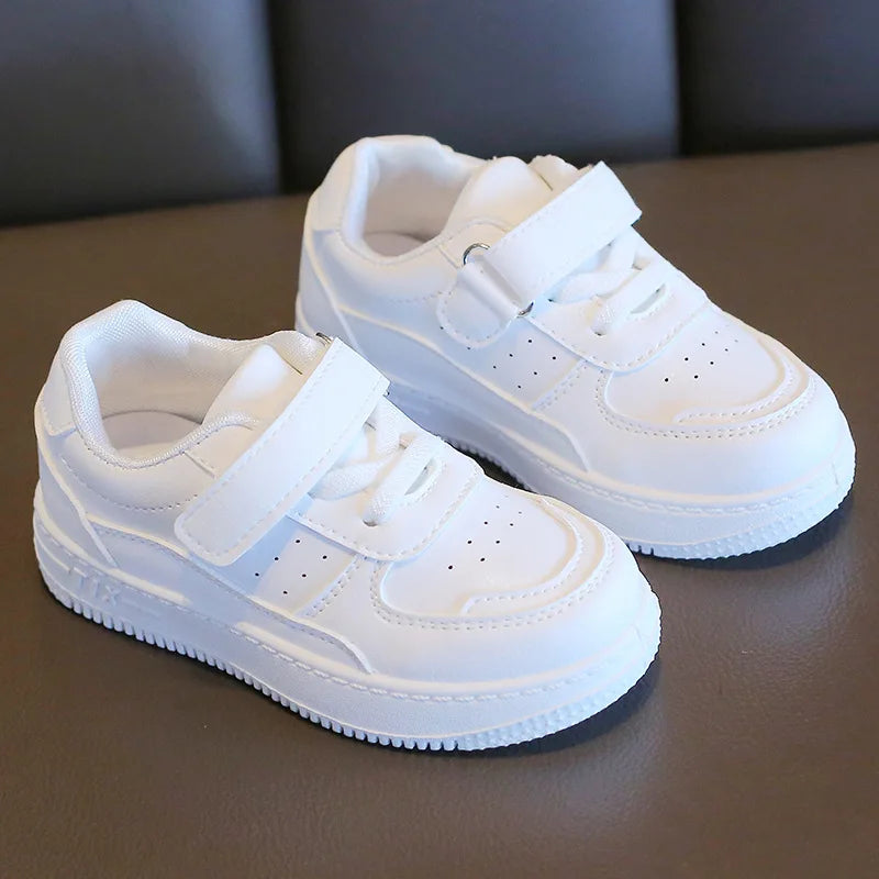 Witte kindersneakers met klittenband - afbeelding 2
