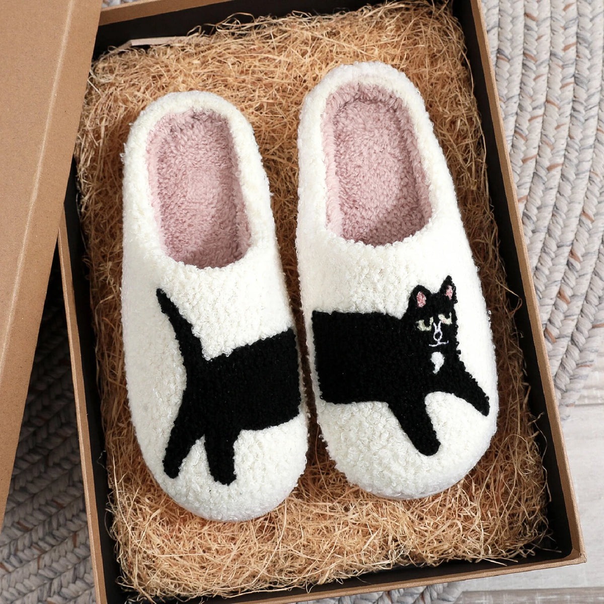 Pluche kattenprint pantoffels