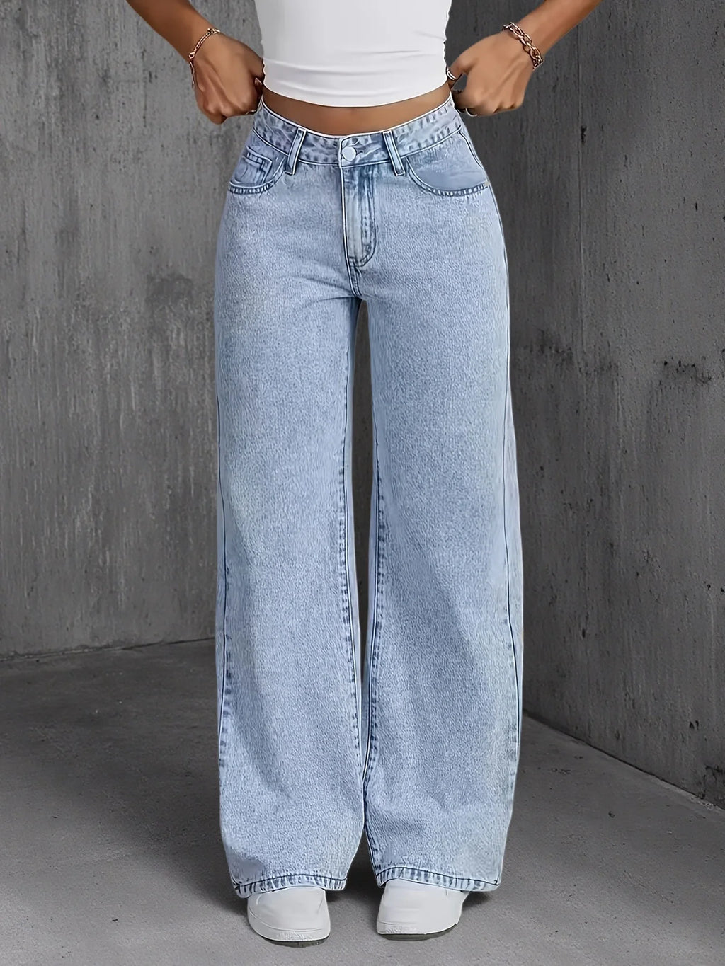 Lichtblauwe wide leg damesjeans
