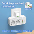 EU stekkerdoos met 4 stopcontacten, 2 USB-poorten en 1 USB-C-poort
