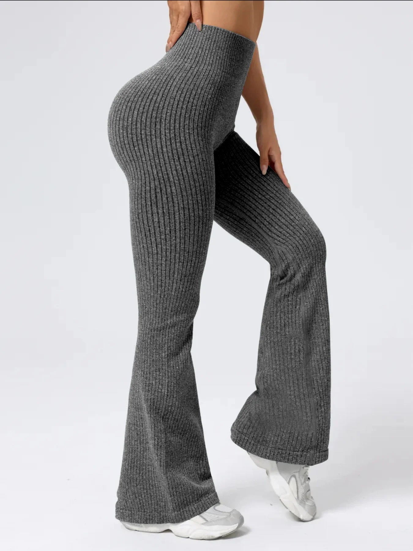 High-waist stretchy bell bottom broek voor dames