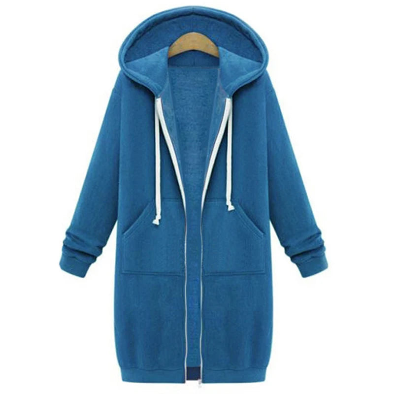 Lang hoodievest met rits - afbeelding 4