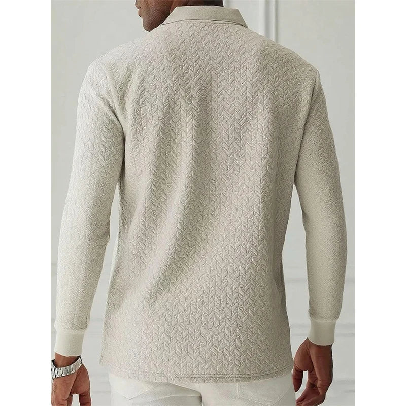 Gestructureerde polo met lange mouwen - afbeelding 2