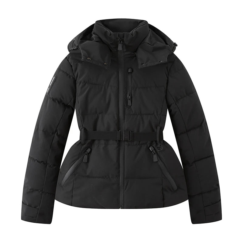 Gewatteerde winterjas met riem - afbeelding 5