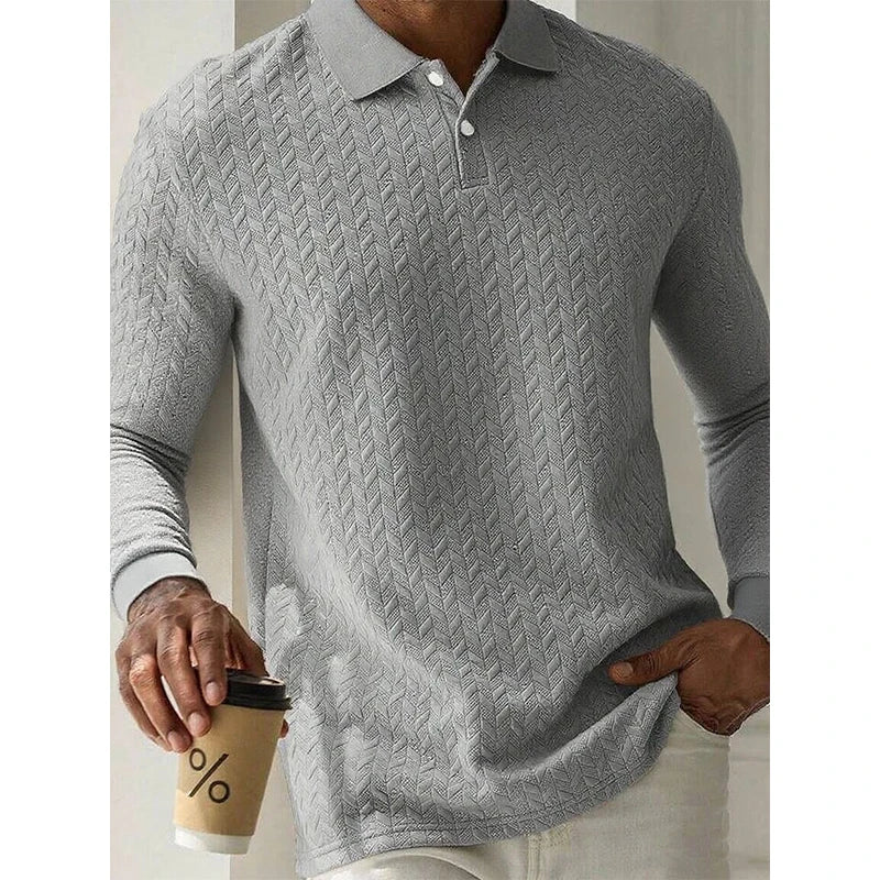 Gestructureerde polo met lange mouwen - afbeelding 5
