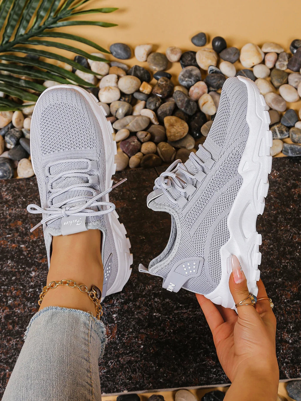 Chunky gebreide plateausneakers - afbeelding 17