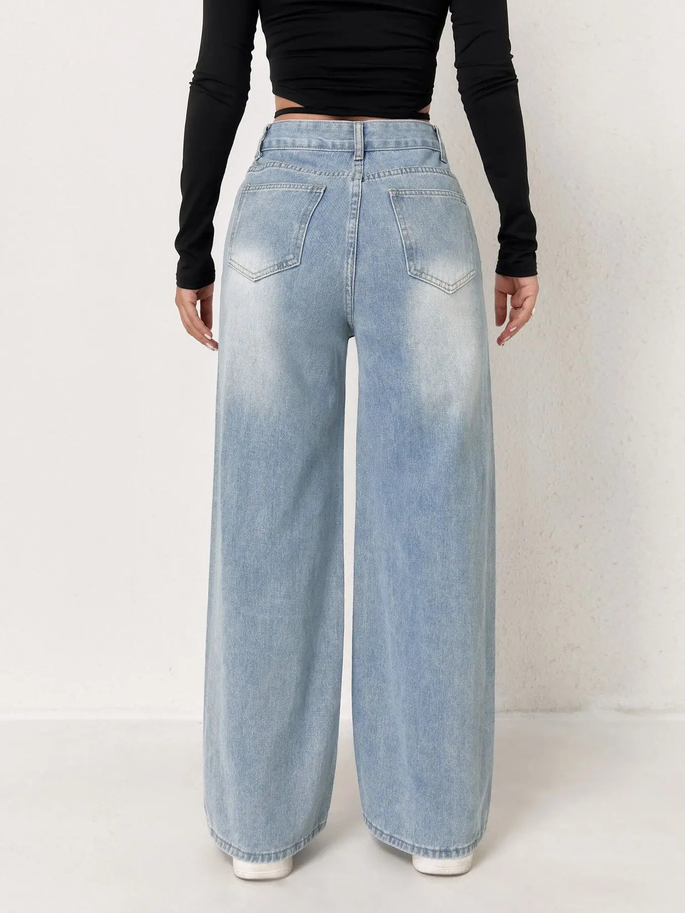 Lichtblauwe wide leg damesjeans