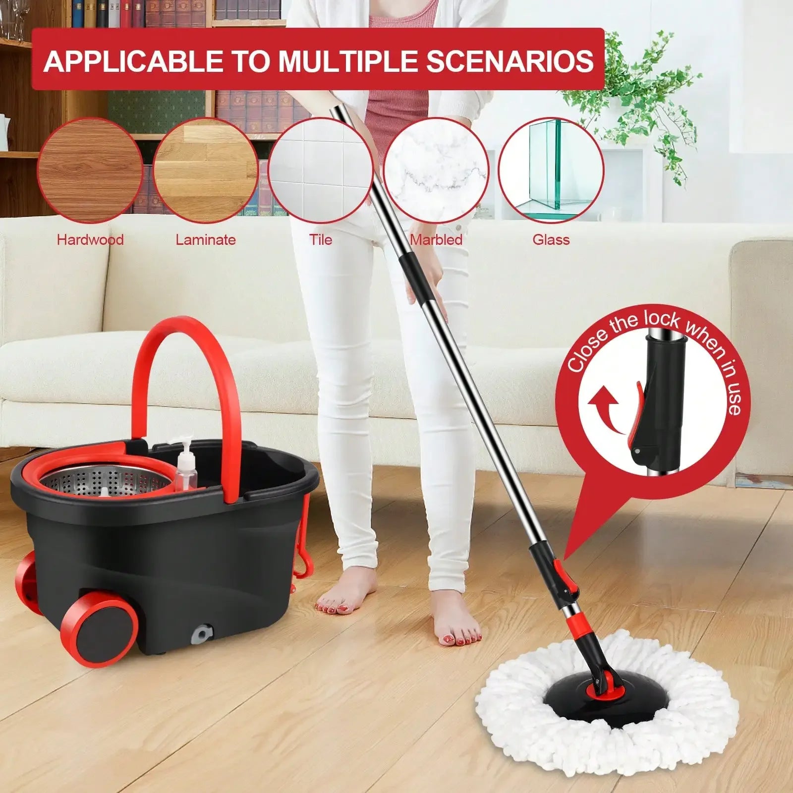 Stevige spinmop met emmerset