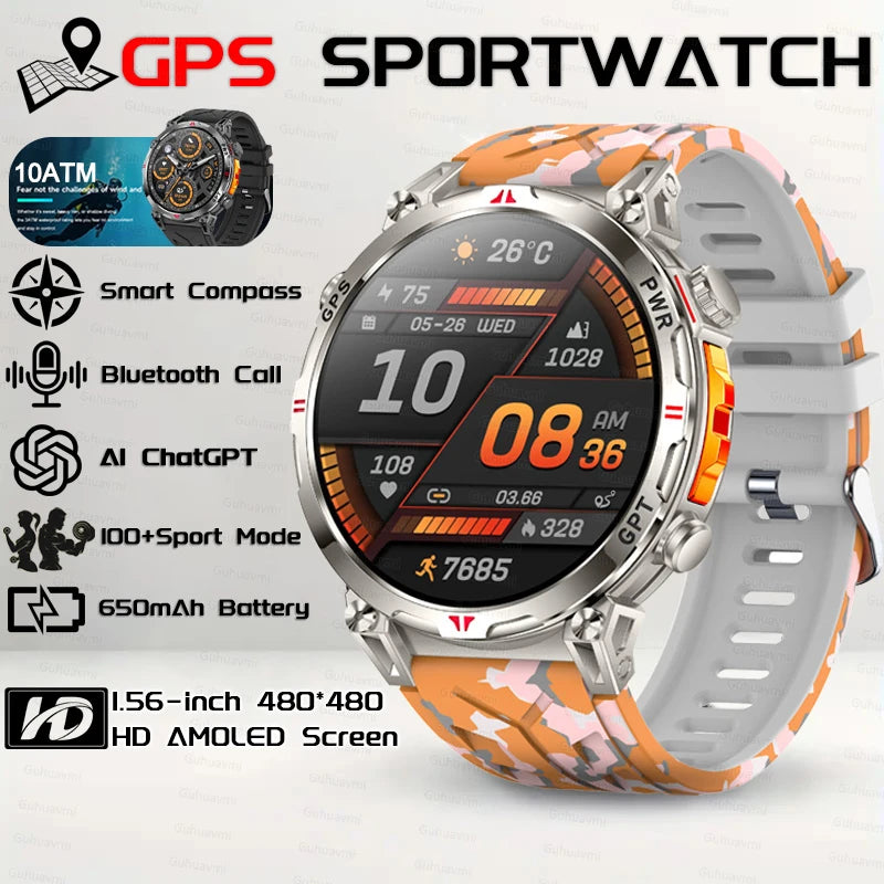 Outdoor GPS Sports Smartwatch voor heren