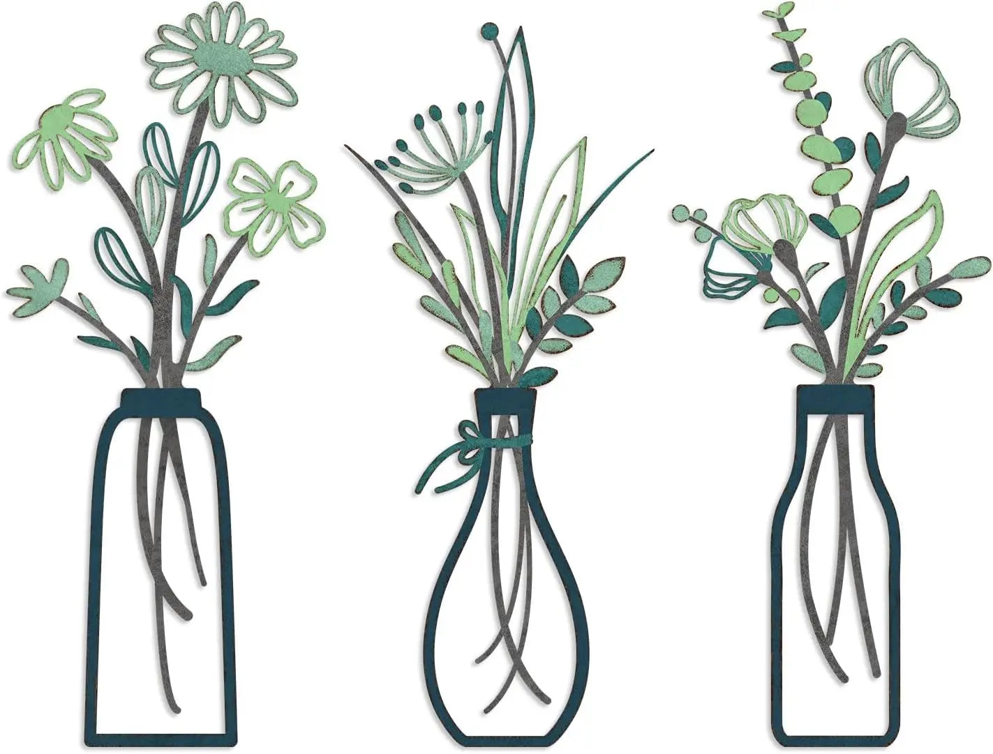 3-delige metalen bloemen wanddecoratie