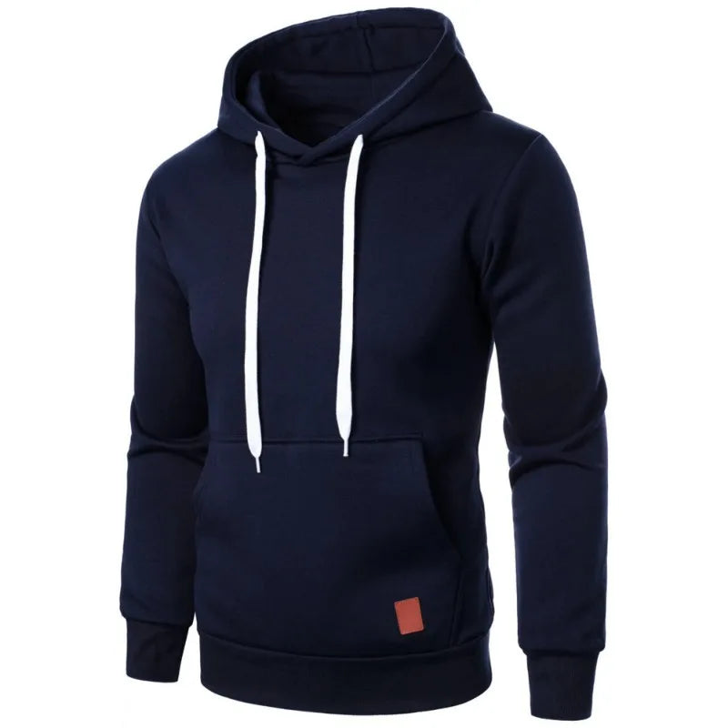 Effen herenhoodie met trekkoord - afbeelding 3
