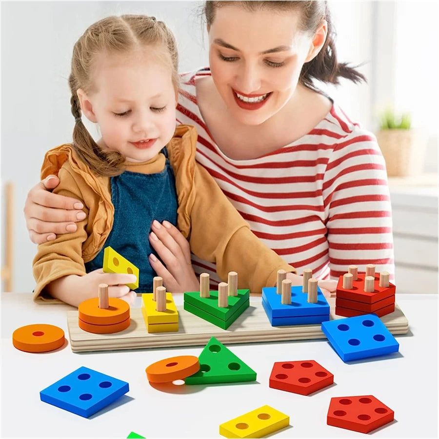 Montessori houten sorteer- en stapelpuzzel