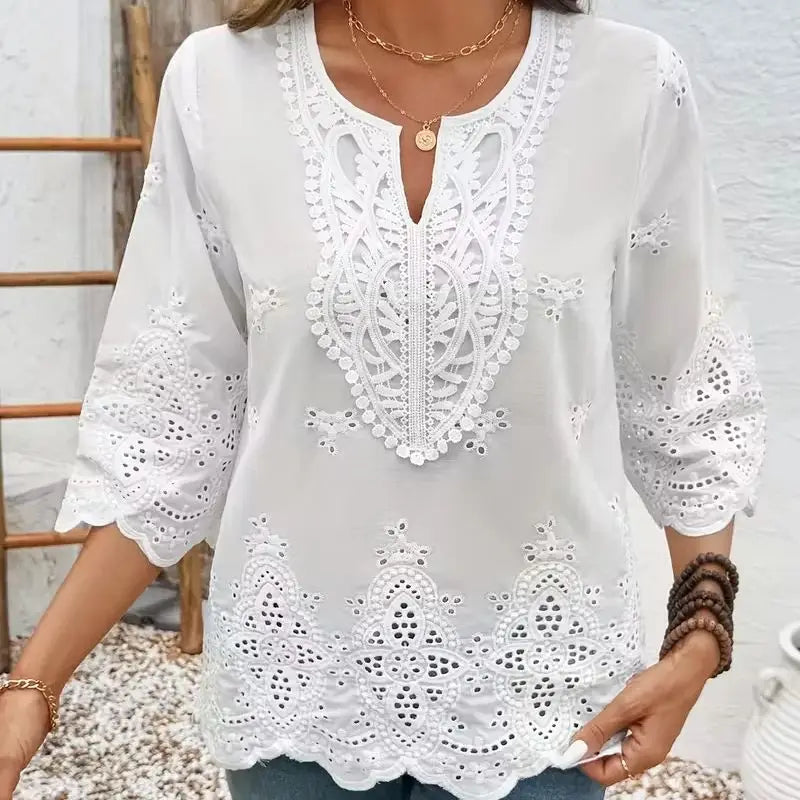 Witte blouse met kantdetails - afbeelding 6