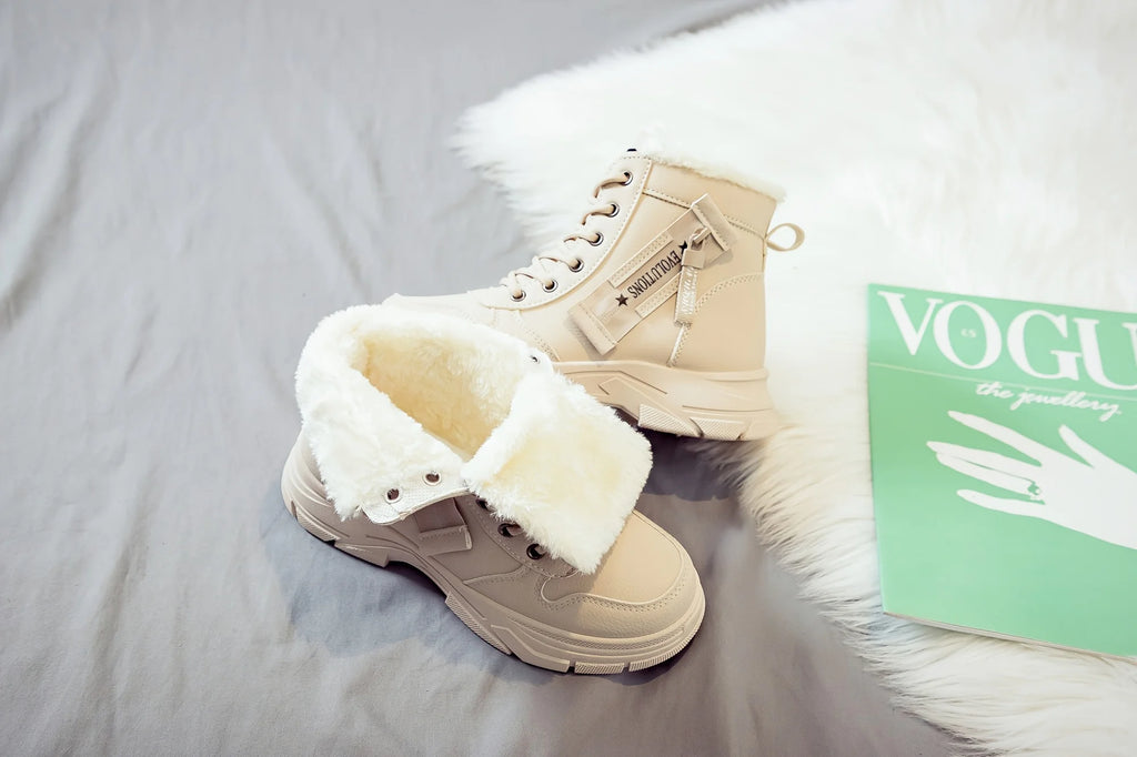 Gevoerde veterboots met plateauzool - afbeelding 18