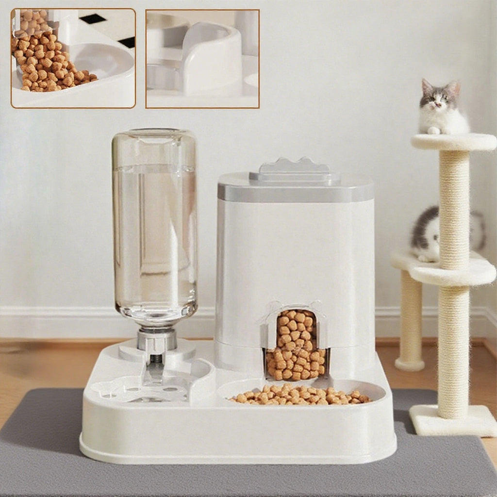 Automatische waterdispenser met geïntegreerde voerbak