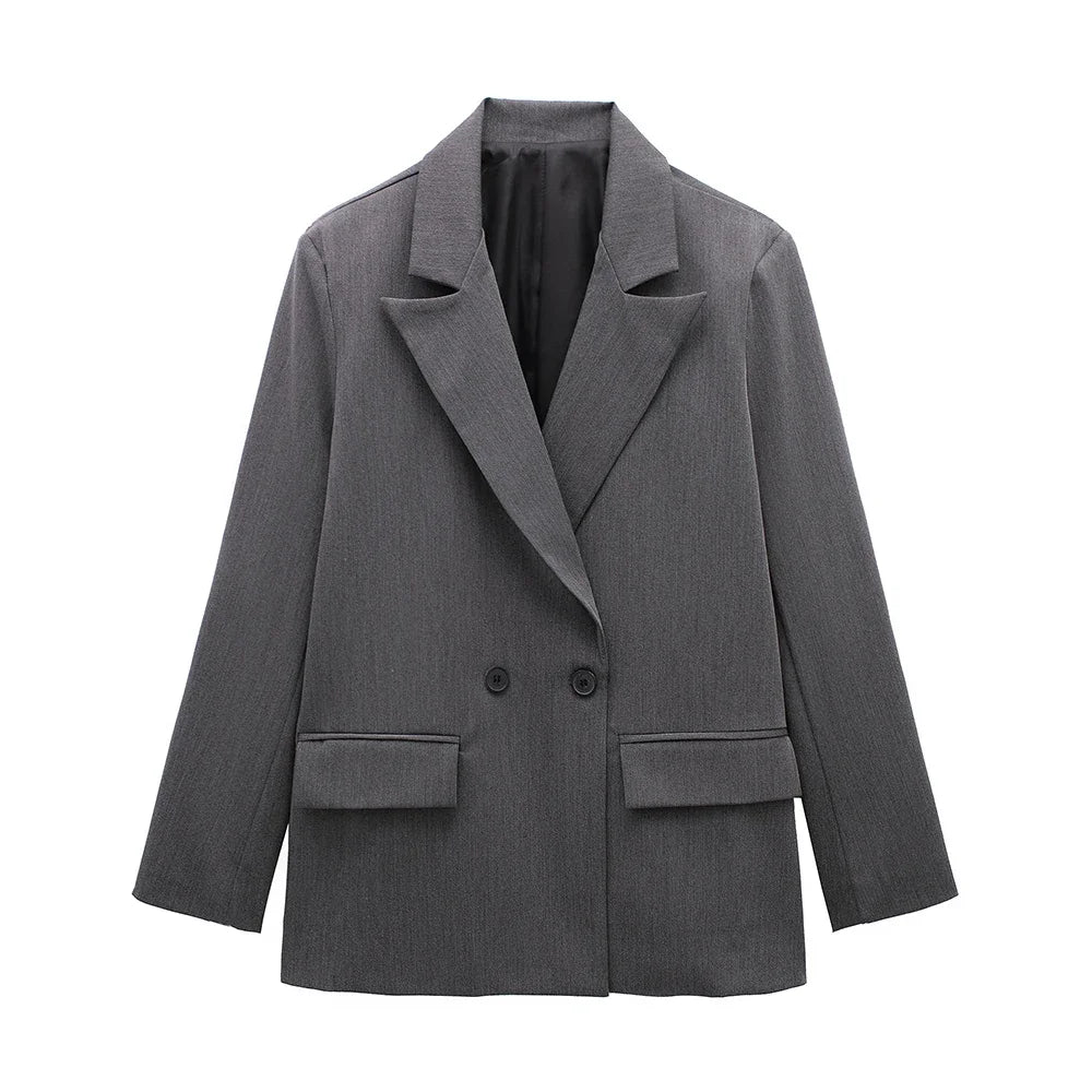 Oversized blazer met dubbele knopenrij - afbeelding 12